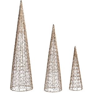 The Seasonal Aisle Set of 3 Christmas Decorations LED VEJLESO Christmas Tree 40/60/80 cm Black Gold 80cm H X 20cm W X 20cm D The Seasonal Aisle Set of 3 Christmas Decorations LED VEJLESO Christmas Tree 40/60/80 cm Black Gold 80cm H X 20cm W X 20cm D