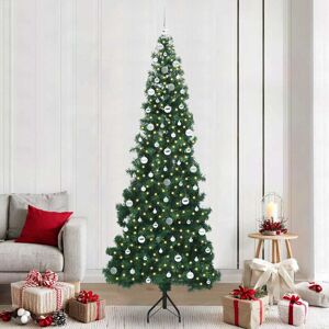 Latitude Run Corner Artificial Christmas Tree Green 180 Cm PVC And Metal Green/Grey 240cm H Latitude Run Corner Artificial Christmas Tree Green 180 Cm PVC And Metal Green/Grey 240cm H