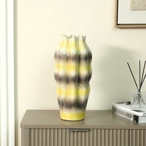 World Menagerie Parklawn Handmade Ceramic Beige Floor Vase for Living Room Decoration, Multicolor Stripes Vase Home Decor Grey;Beige 36.5cm H x 16.5cm W x 16.5cm D World Menagerie Parklawn Handmade Ceramic Beige Floor Vase for Living Room Decoration, Multicolor Stripes Vase Home Decor Grey;Beige 36.5cm H x 16.5cm W x 16.5cm D