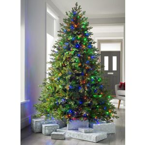 The Seasonal Aisle Windsor Green Fir Artificial Christmas Tree with Coloured and White Lights 8ft H The Seasonal Aisle Windsor Green Fir Artificial Christmas Tree with Coloured and White Lights 8ft H