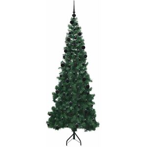 Latitude Run Corner Artificial Christmas Tree PVC and Metal Green/Black 210cm H Latitude Run Corner Artificial Christmas Tree PVC and Metal Green/Black 210cm H
