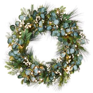 The Seasonal Aisle Pre-Lit Berry & Eucalyptus Wreath, 30 Inch Green 76.2cm H X 10.16cm W X 73.5cm D The Seasonal Aisle Pre-Lit Berry & Eucalyptus Wreath, 30 Inch Green 76.2cm H X 10.16cm W X 73.5cm D