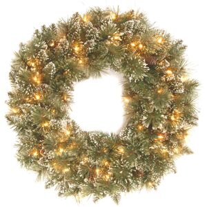 The Seasonal Aisle 60cm Pre-lit Glittery Bristle Wreath Green 24cm H X 24cm W X 6cm D The Seasonal Aisle 60cm Pre-lit Glittery Bristle Wreath Green 24cm H X 24cm W X 6cm D