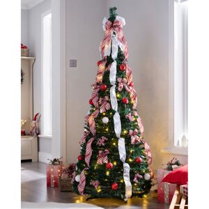 The Seasonal Aisle Pre-Lit Pop Up Decorated 6ft Green Artificial Christmas Tree with 150 Warm White Lights with Stand 182.88cm H The Seasonal Aisle Pre-Lit Pop Up Decorated 6ft Green Artificial Christmas Tree with 150 Warm White Lights with Stand 182.88cm H