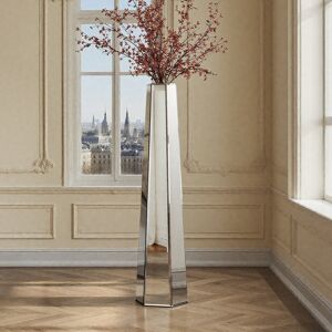 Blue Elephant Ghita 76cm Handmade Mirrored Glass Floor Vase Living Room Decor Silver 76cm H X 18cm W X 16cm D Blue Elephant Ghita 76cm Handmade Mirrored Glass Floor Vase Living Room Decor Silver 76cm H X 18cm W X 16cm D