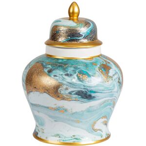 Fairmont Park Blue White Gold Abstract Ginger Jar Blue;Gold 30cm H X 22cm W X 22cm D Fairmont Park Blue White Gold Abstract Ginger Jar Blue;Gold 30cm H X 22cm W X 22cm D
