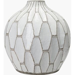 George Oliver Gaudi White Stoneware Geometric Design Vase White;Grey 20cm H X 18cm W X 18cm D George Oliver Gaudi White Stoneware Geometric Design Vase White;Grey 20cm H X 18cm W X 18cm D