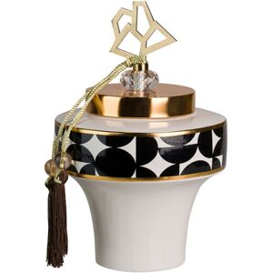 Garpe Interiores Ceramic / Porcelain Decorative Urns & Jars WHITE / BLACK / GOLDEN 1.25cm H x 27cm W x 19cm D Garpe Interiores Ceramic / Porcelain Decorative Urns & Jars WHITE / BLACK / GOLDEN 1.25cm H x 27cm W x 19cm D