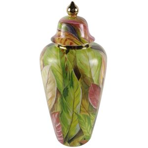 Mercer41 Ellendale Ceramic Ginger Jar for Living Room Furniture ,Green & Pink Leaves Decorative Ginger Vase Home Decor Green;Pink 40.5cm H x 18cm W x 18cm D Mercer41 Ellendale Ceramic Ginger Jar for Living Room Furniture ,Green & Pink Leaves Decorative Ginger Vase Home Decor Green;Pink 40.5cm H x 18cm W x 18cm D