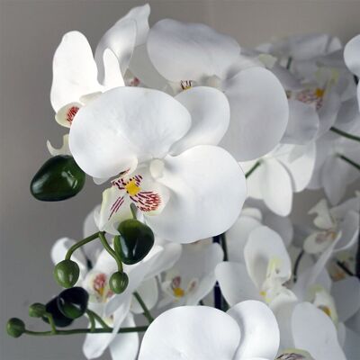 Leaf Artificial Orchid 50cm White Glass Planter Leaf Artificial Orchid 50cm White Glass Planter