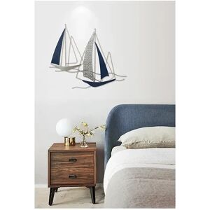 Breakwater Bay Set 2 Sailing Boats Wall Décor blue/gray 46.0 H x 56.0 W x 3.2 D cm