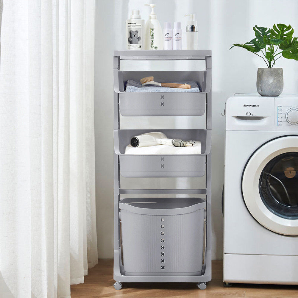 Rebrilliant Plastic Rolling Laundry Sorter Grey 115.5cm H X 43cm W X 29cm D