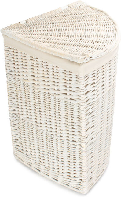 August Grove Wicker Lined Corner Laundry Bin Basket Antique Wash Large (60cm H x 46cm W x 46cm D)