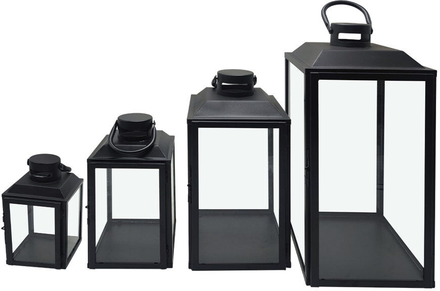 Ebern Designs Candle Holders for Indoor Outdoor, Hanging Metal Lanterns with Black Finish Black 51cm H X 22cm W X 23.5cm D