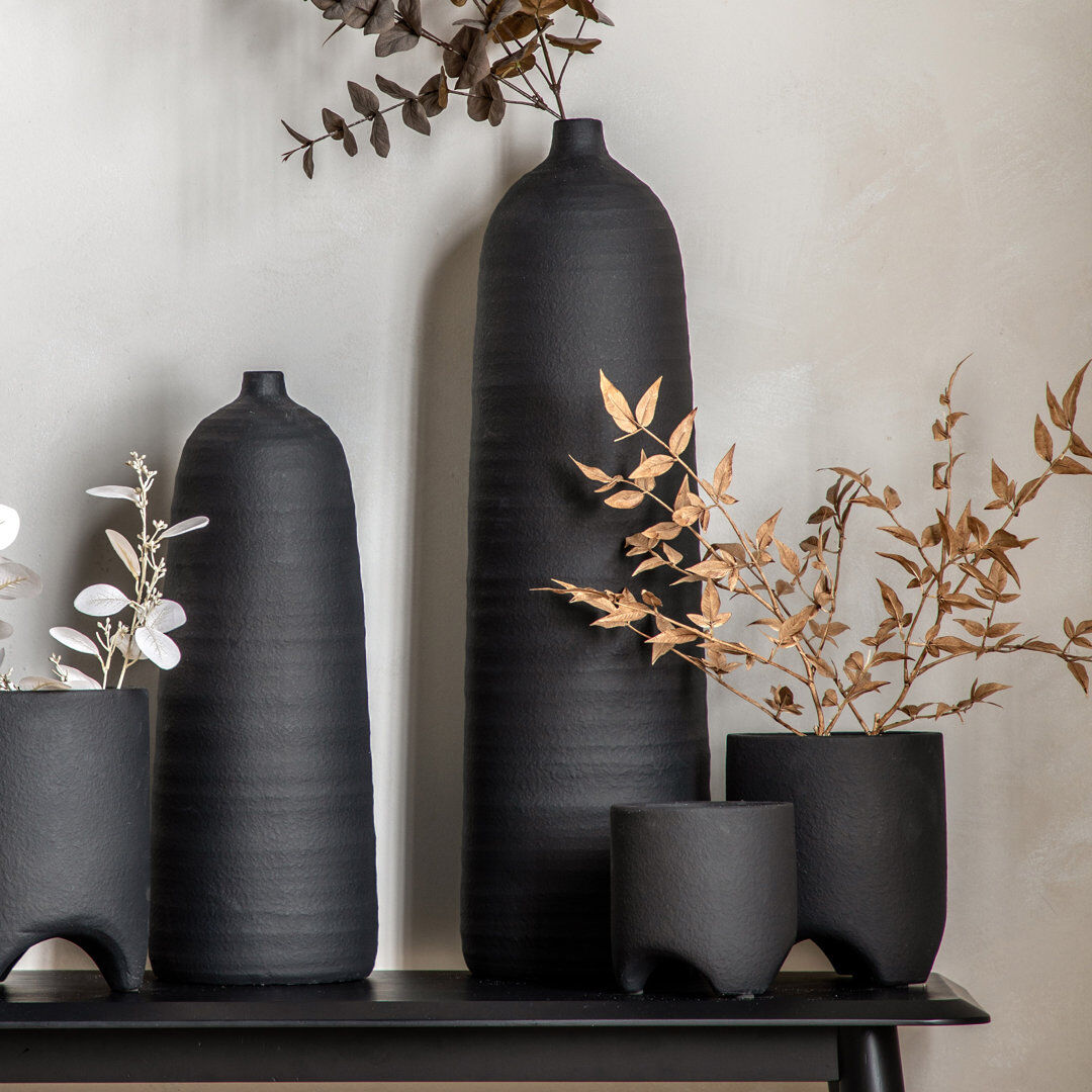 Ivy Bronx Muna Black 67.5Cm Terracotta Table Vase Black 67.5cm H X 8cm W X 20cm D