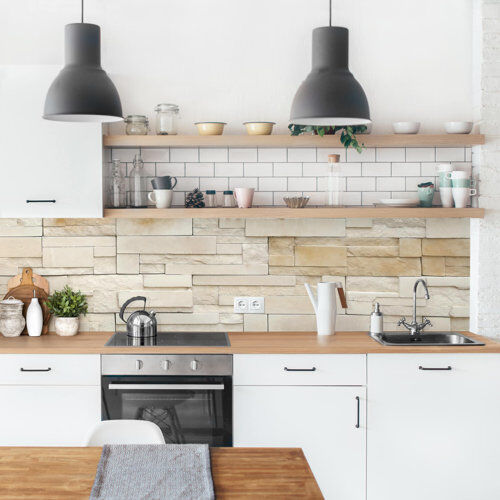 Ebern Designs Provence Stones PVC Peel & Stick Panel Ebern Designs Size: 100 x 50cm, Material: Premium  - Size: 90cm x 150cm Ebern Designs Provence Stones PVC Peel & Stick Panel Ebern Designs Size: 100 x 50cm, Material: Premium  - Size: 90cm x 150cm