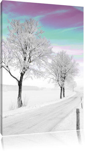 East Urban Home Snow-Covered Trees in Beautiful Winter Landscape Art Print on Canvas East Urban Home Size: 60cm H x 40cm W  - Size: 120cm H x 80cm W East Urban Home Snow-Covered Trees in Beautiful Winter Landscape Art Print on Canvas East Urban Home Size: 60cm H x 40cm W  - Size: 120cm H x 80cm W