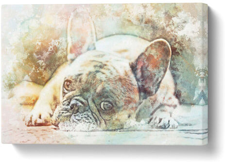 Latitude Run 'Fawn French Bulldog Dog' Painting on Wrapped Canvas Latitude Run Size: 61 cm H x 91.4 cm W  - Size: H45 x W110 x D35cm Latitude Run 'Fawn French Bulldog Dog' Painting on Wrapped Canvas Latitude Run Size: 61 cm H x 91.4 cm W  - Size: H45 x W110 x D35cm