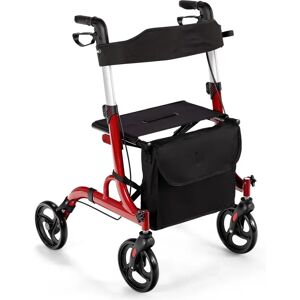 Symple Stuff 2 In 1 Lightweight Rollator Aluminum Transport Chair Folding Medical Walker red 97.0 H x 60.0 W x 80.0 D cm