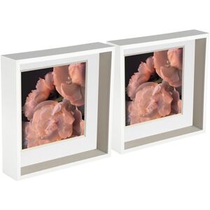 Nicola Spring - 3D Deep Box Photo Frames White/White 26.5cm H x 26.5cm W x 6cm D