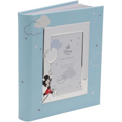 Disney Mickey Mouse With Balloon Silver Plated Album With Frame 8" x 10" Blue Disney Mickey Mouse With Balloon Silver Plated Album With Frame 8" x 10" Blue