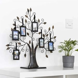 Rosalind Wheeler Design Family Tree Photo Frame With 6 Hanging Picture Frames black 53.4 H x 53.3 W x 1.0 D cm