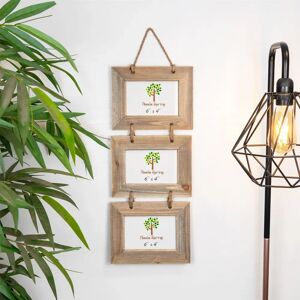 Nicola Spring - Rustic Wooden Hanging 3 Photo Frames - 6 x 4