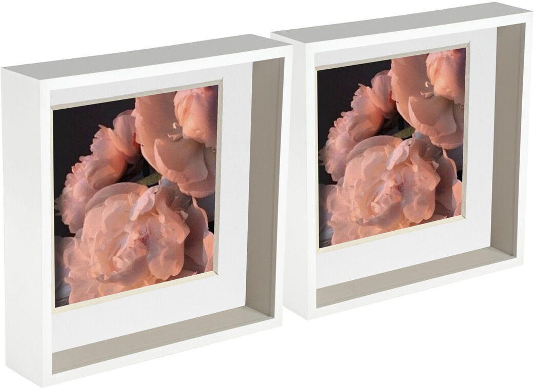 Nicola Spring - 3D Deep Box Photo Frames White/White 26.5cm H x 26.5cm W x 6cm D