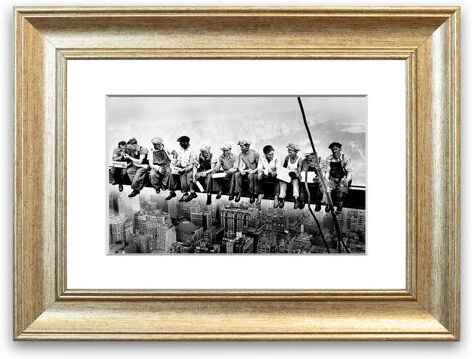 East Urban Home 'Lunch a Top of a Skyscraper' - Picture Frame Graphic Art Print on Paper East Urban Home Size: 50cm H x 70cm W x 1cm D, Frame Option: Silver  - Size: 93 cm H x 126 cm W East Urban Home 'Lunch a Top of a Skyscraper' - Picture Frame Graphic Art Print on Paper East Urban Home Size: 50cm H x 70cm W x 1cm D, Frame Option: Silver  - Size: 93 cm H x 126 cm W