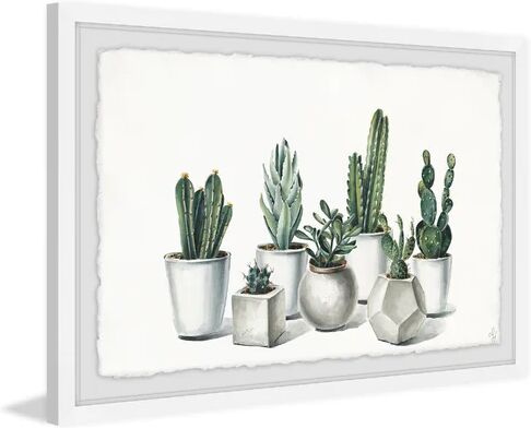East Urban Home White Potted Cacti - Picture Frame Painting Print on Paper East Urban Home Size: 41 cm H x 61 cm W x 3.81 cm D  - Size: East Urban Home White Potted Cacti - Picture Frame Painting Print on Paper East Urban Home Size: 41 cm H x 61 cm W x 3.81 cm D  - Size: