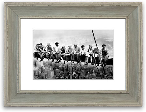 East Urban Home 'Lunch a Top of a Skyscraper' - Picture Frame Graphic Art Print on Paper East Urban Home Size: 93cm H x 126cm W x 1cm D, Frame Option: Blue  - Size: 70cm H x 93cm W x 1cm D East Urban Home 'Lunch a Top of a Skyscraper' - Picture Frame Graphic Art Print on Paper East Urban Home Size: 93cm H x 126cm W x 1cm D, Frame Option: Blue  - Size: 70cm H x 93cm W x 1cm D