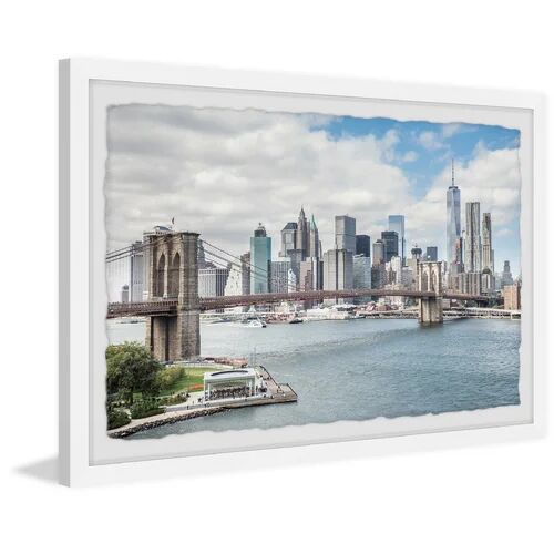 17 Stories 'Majestic Brooklyn Bridge' - Picture Frame Painting Print on Paper 17 Stories Size: 61cm H x 91cm W x 3.81cm D  - Size: 75cm H X 30cm W X 30cm D