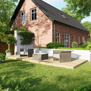 Powersheds 8 x 20ft Timber Pressure Treated Decking Kit - No Handrails Light Brown/Green Hue Deck Tile Kit