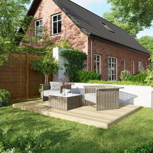 Powersheds 8 x 12ft Timber Pressure Treated Decking Kit - No Handrails Light Brown/Green Hue Deck Tile Kit