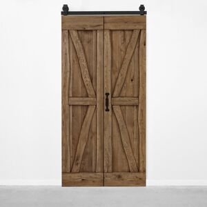 August Grove Hadria Single Bi-Folding System Solid Oak Barn Door Brown Oil 100cm W X 210cm H August Grove Hadria Single Bi-Folding System Solid Oak Barn Door Brown Oil 100cm W X 210cm H