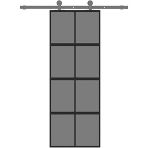 Latitude Run Isher Glass Sliding Door Black 205cm H x 76cm W Latitude Run Isher Glass Sliding Door Black 205cm H x 76cm W