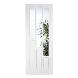 LPD Doors Coventry 3L Clear Glazed Primed White Internal Door brown 198.12 H x 76.2 W cm