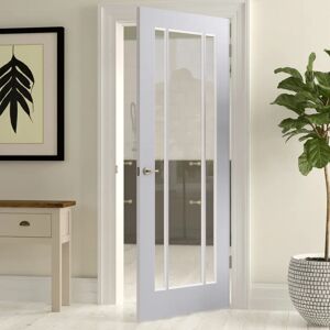 LPD Doors Lincoln Clear Glazed Primed White Internal Door brown 198.1 H x 76.2 W cm