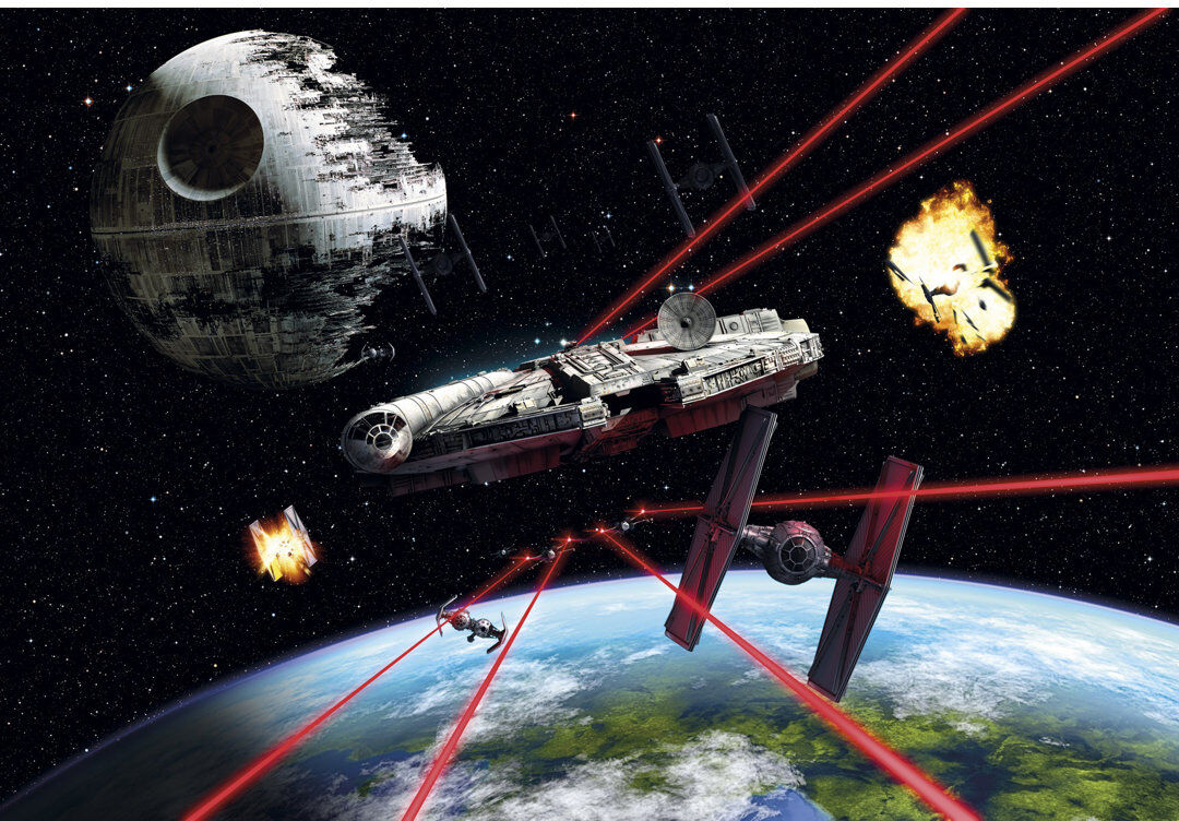 Star Wars Millennium Falcon 2.5m x 368cm 4 Piece Wallpaper Roll Black 254cm L X 368cm W