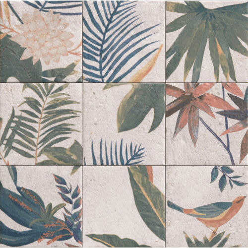 Bay Isle Home Consuelo Tropical 20cm x 20cm Porcelain Tile in Matte Multicolour Bay Isle Home  - Size: 85cm H X 128cm W X 70cm D Bay Isle Home Consuelo Tropical 20cm x 20cm Porcelain Tile in Matte Multicolour Bay Isle Home  - Size: 85cm H X 128cm W X 70cm D