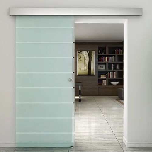 17 Stories Landyn Glass Sliding Door 17 Stories  - Size: Tall