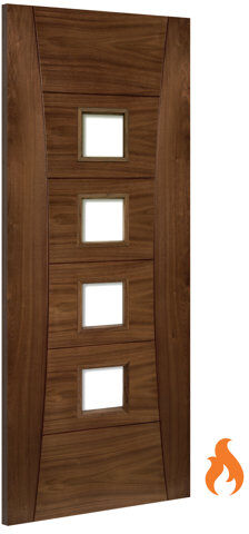 Deanta Pamplona Solid Wood Walnut Fire Door Deanta Door Size: 198.1cm H x 68.6cm W x 4.5cm D  - Size: 91cm H x 61cm W x 3.8cm D Deanta Pamplona Solid Wood Walnut Fire Door Deanta Door Size: 198.1cm H x 68.6cm W x 4.5cm D  - Size: 91cm H x 61cm W x 3.8cm D