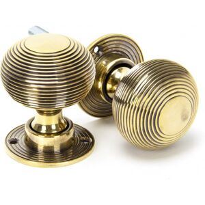 From The Anvil Aged Brass Beehive Mortice/Rim Knob Set Aged Brass 5.1cm W