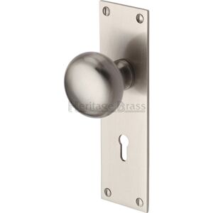 Heritage Brass Balmoral Keyed Door Knob Satin Nickel 43.18cm H X 12.7cm W Heritage Brass Balmoral Keyed Door Knob Satin Nickel 43.18cm H X 12.7cm W