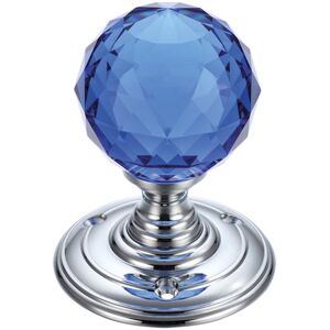 Fulton & Bray Double Dummy Door Knob Polished Chrome/Facetted Blue 7cm H X 7cm W Fulton & Bray Double Dummy Door Knob Polished Chrome/Facetted Blue 7cm H X 7cm W
