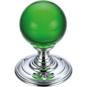 Fulton & Bray Door Knob Polished Chrome/Green 7cm H X 7cm W Fulton & Bray Door Knob Polished Chrome/Green 7cm H X 7cm W
