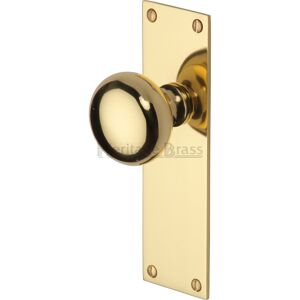Heritage Brass Heritage Mortice Knob on Latch Plate Balmoral Design Polished Brass 17cm H X 5cm W Heritage Brass Heritage Mortice Knob on Latch Plate Balmoral Design Polished Brass 17cm H X 5cm W
