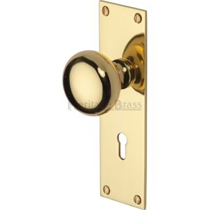 Heritage Brass Balmoral Keyed Door Knob Polished Brass 43.18cm H X 12.7cm W Heritage Brass Balmoral Keyed Door Knob Polished Brass 43.18cm H X 12.7cm W