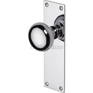 Heritage Brass Heritage Mortice Knob on Latch Plate Balmoral Design Polished Chrome 17cm H X 5cm W Heritage Brass Heritage Mortice Knob on Latch Plate Balmoral Design Polished Chrome 17cm H X 5cm W
