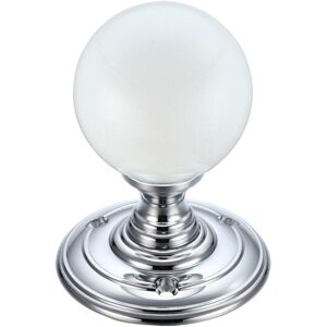 Fulton & Bray Door Knob Polished Chrome/White 7cm H X 7cm W Fulton & Bray Door Knob Polished Chrome/White 7cm H X 7cm W